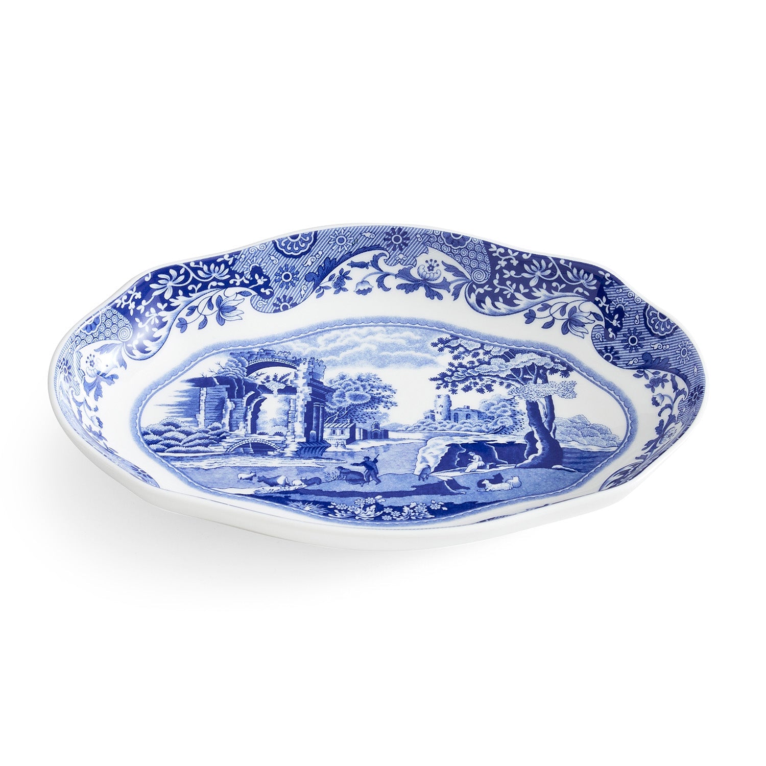 Blue Italian Oval Fluted Dish – Porcelain Serving Plate by Spode dinnerware CasaFenix