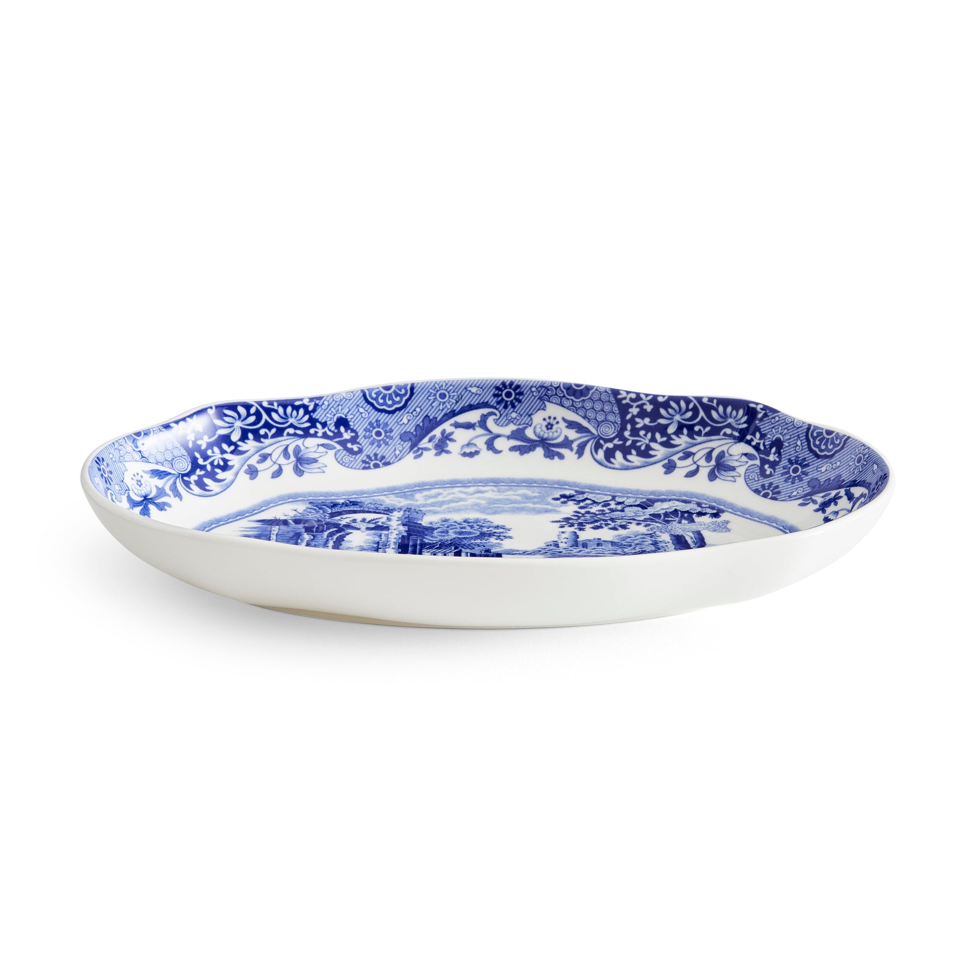 Blue Italian Oval Fluted Dish – Porcelain Serving Plate by Spode dinnerware CasaFenix
