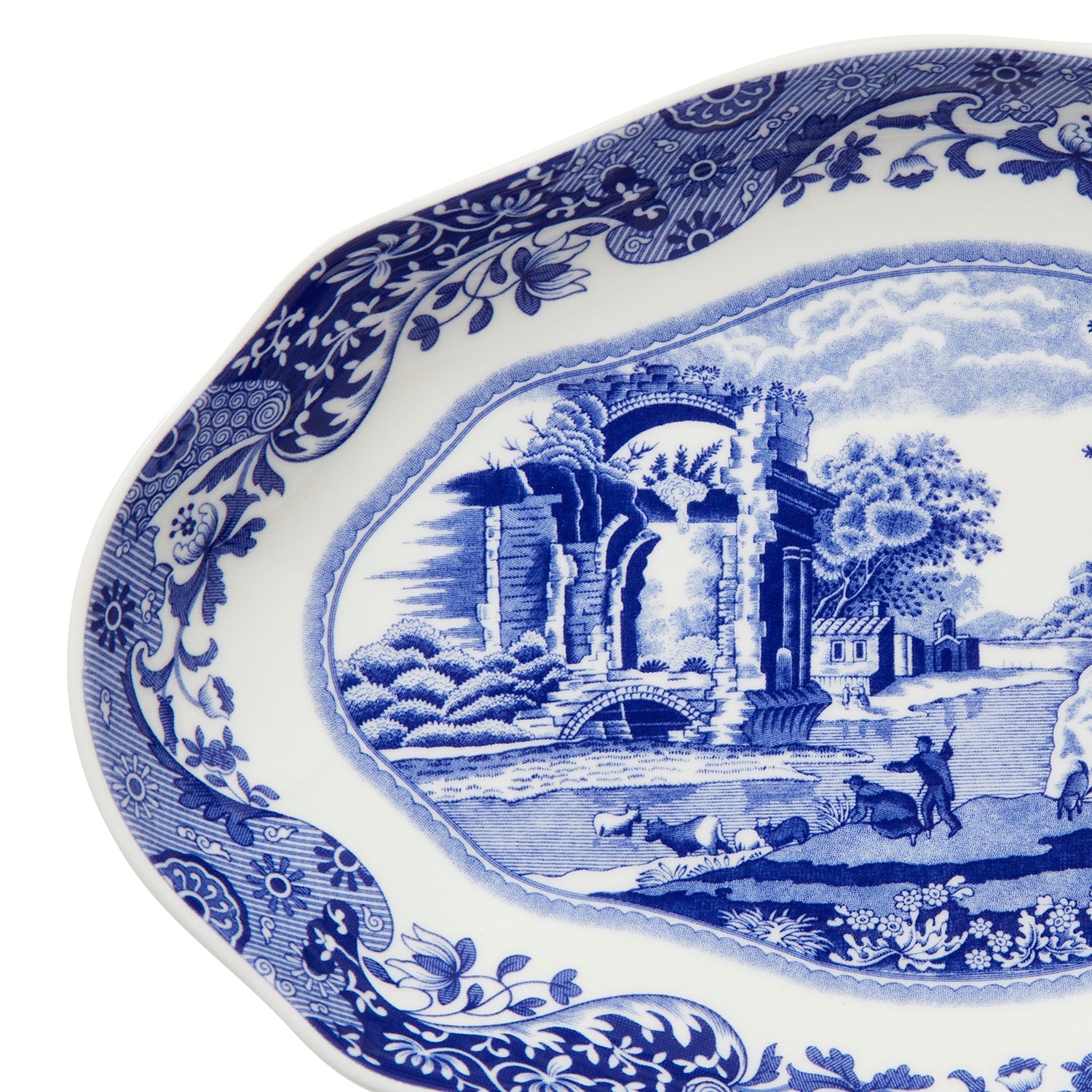 Blue Italian Oval Fluted Dish – Porcelain Serving Plate by Spode dinnerware CasaFenix