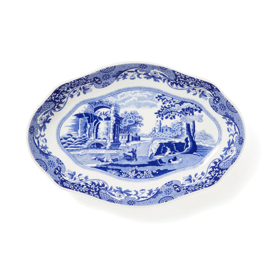 Blue Italian Oval Fluted Dish – Porcelain Serving Plate by Spode dinnerware CasaFenix