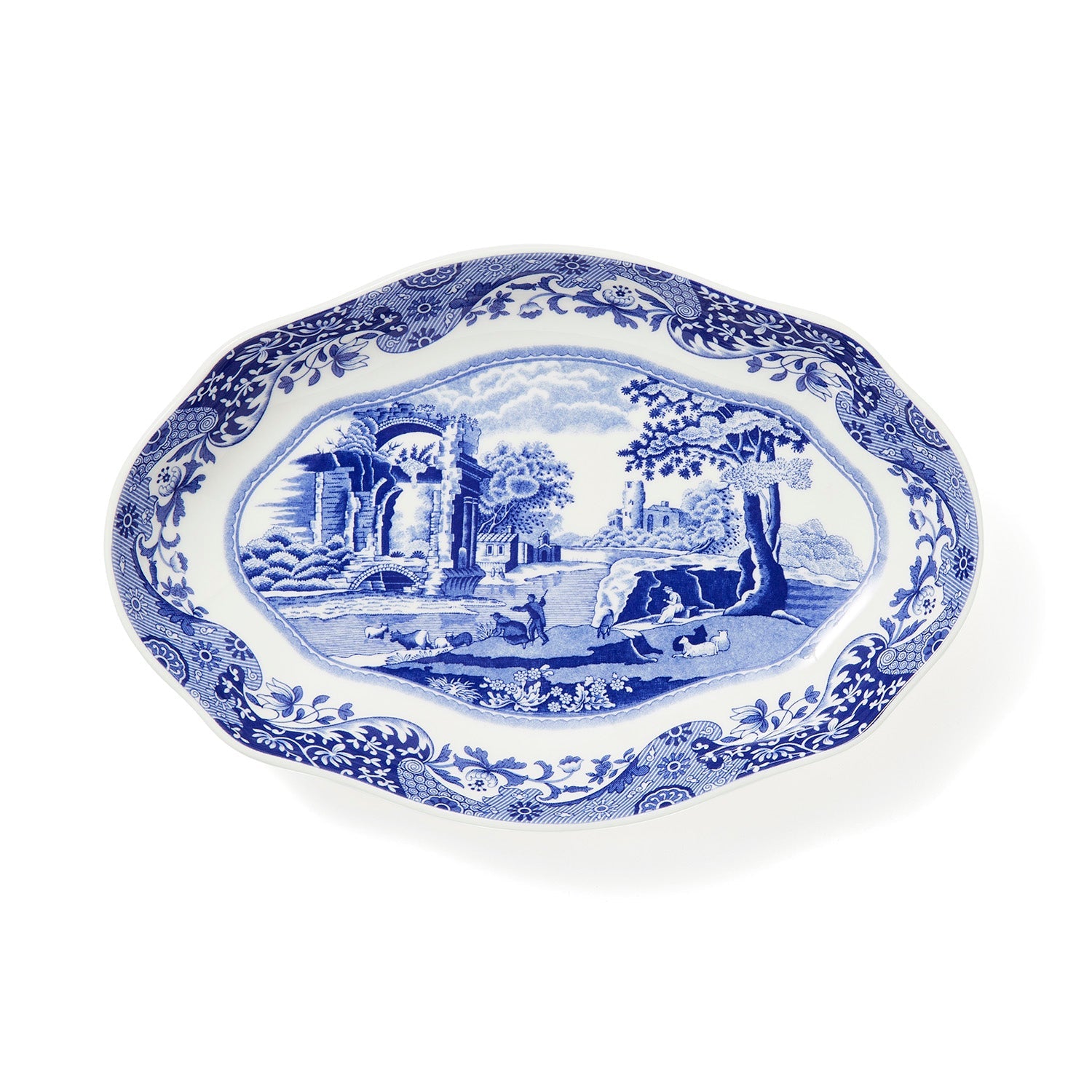 Blue Italian Oval Fluted Dish – Porcelain Serving Plate by Spode dinnerware CasaFenix