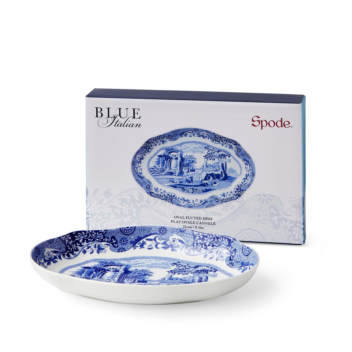 Blue Italian Oval Fluted Dish – Porcelain Serving Plate by Spode dinnerware CasaFenix