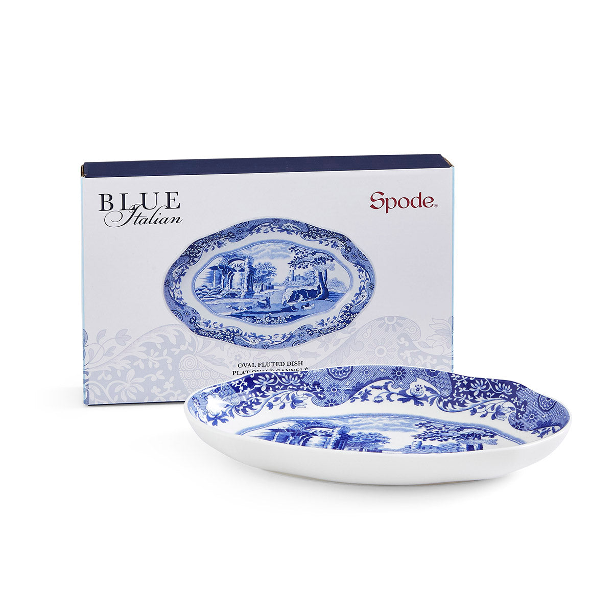 Blue Italian Oval Fluted Dish – Porcelain Serving Plate by Spode dinnerware CasaFenix