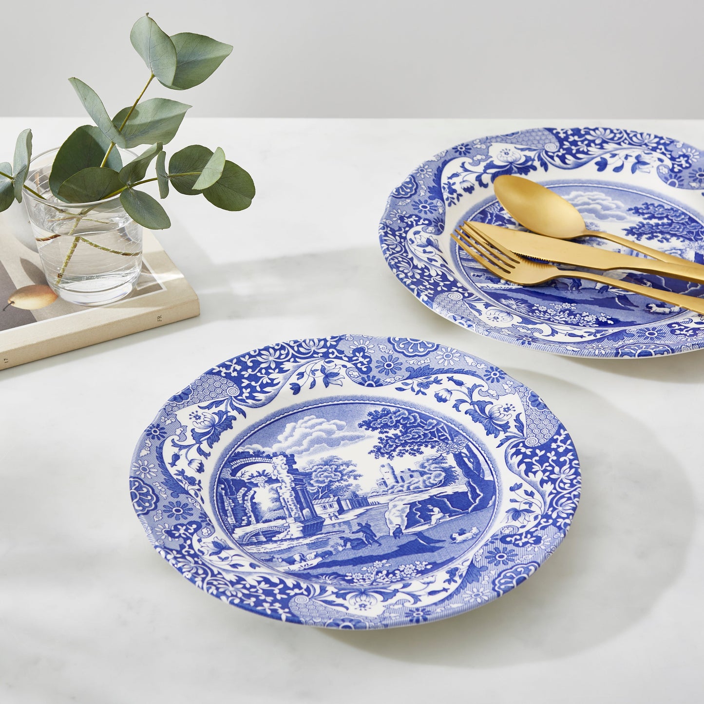 Blue Italian Set of 4 Small Dinner Plates – Elegant Spode Porcelain dinnerware CasaFenix