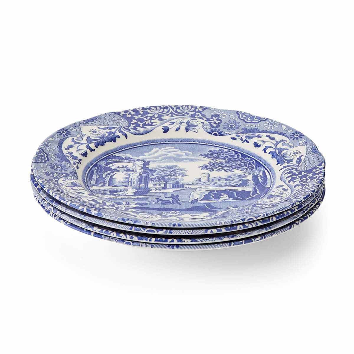 Blue Italian Set of 4 Small Dinner Plates – Elegant Spode Porcelain dinnerware CasaFenix