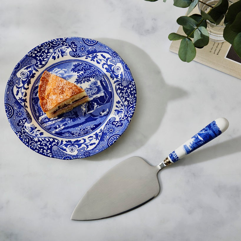 Blue Italian Cake Slice – Porcelain Cake Server with Blue Italian Design dinnerware CasaFenix