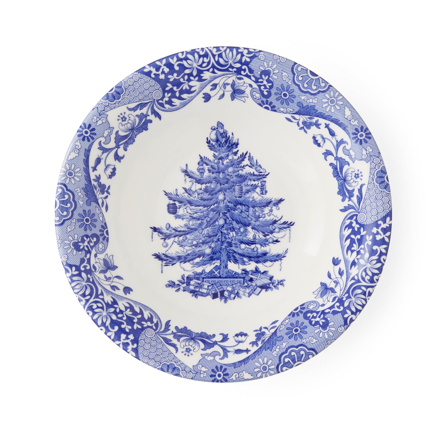 Blue Italian Christmas Set of 4 Bowls – Festive Blue Italian Pattern dinnerware CasaFenix