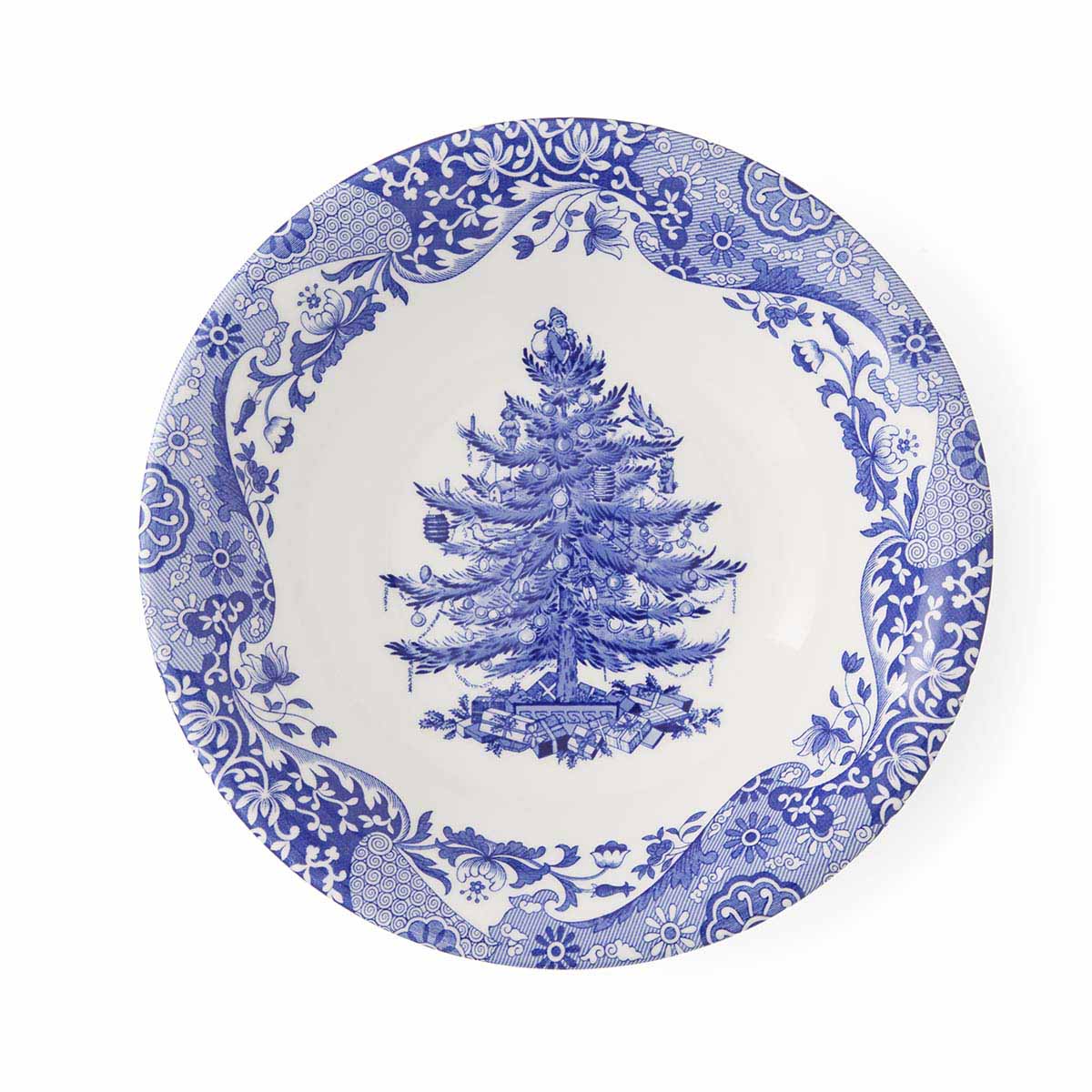 Blue Italian Christmas Set of 4 Bowls – Festive Blue Italian Pattern dinnerware CasaFenix