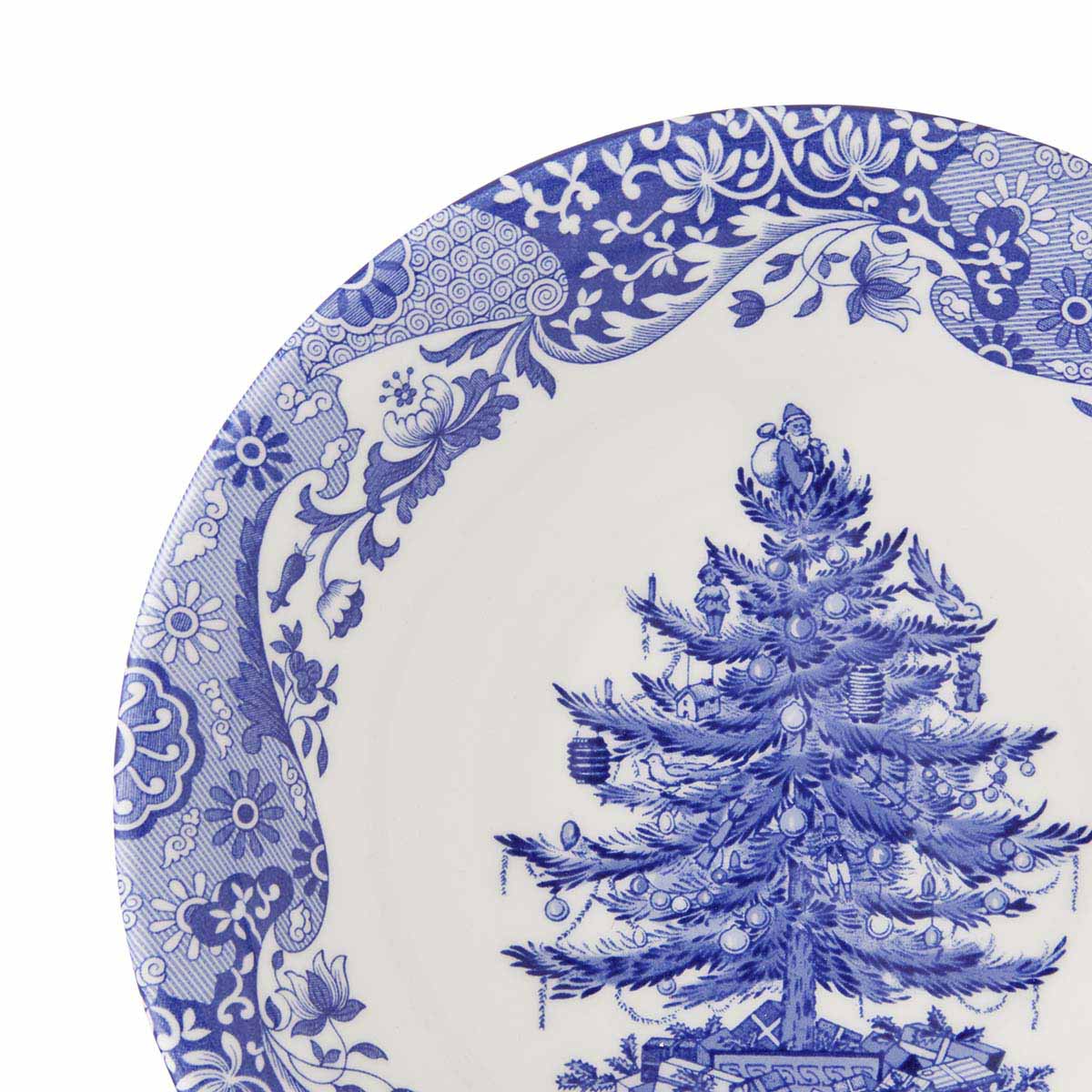 Blue Italian Christmas Set of 4 Bowls – Festive Blue Italian Pattern dinnerware CasaFenix