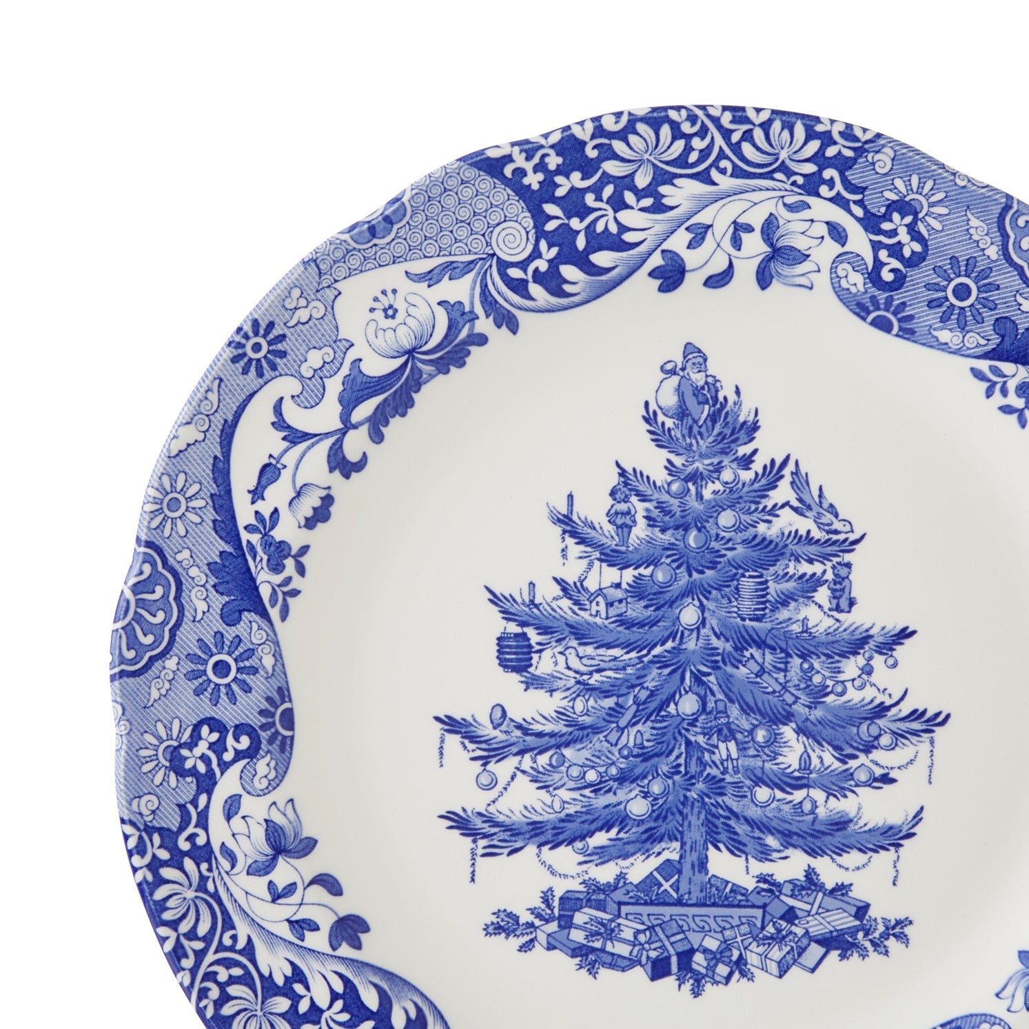 Blue Italian Christmas Set of 4 x 27cm Dinner Plates – Festive Blue Italian dinnerware CasaFenix