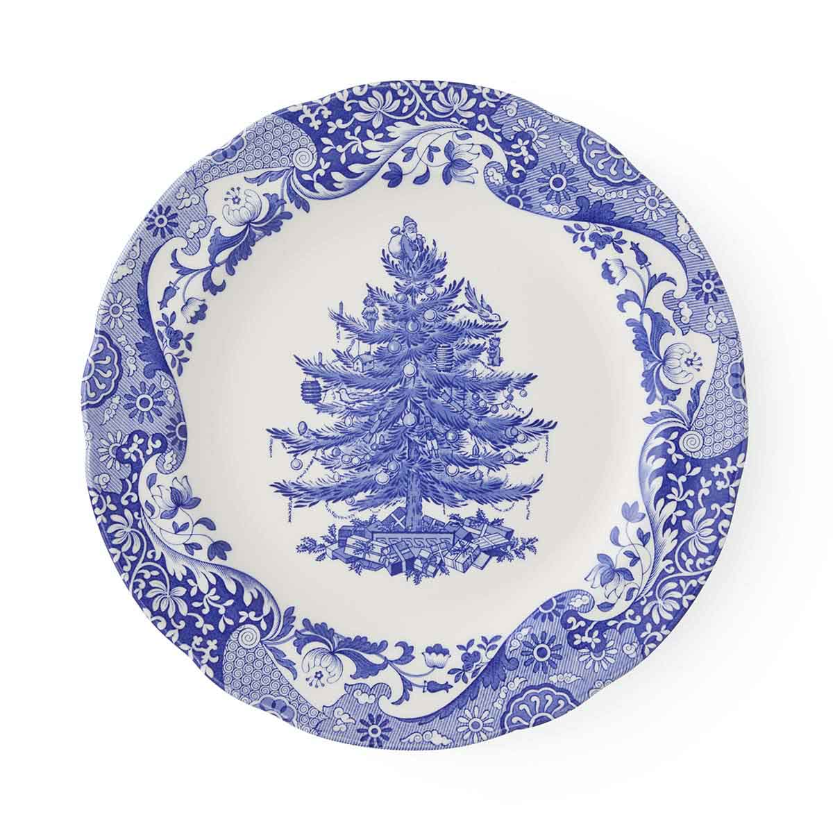 Blue Italian Christmas Set of 4 x 27cm Dinner Plates – Festive Blue Italian dinnerware CasaFenix