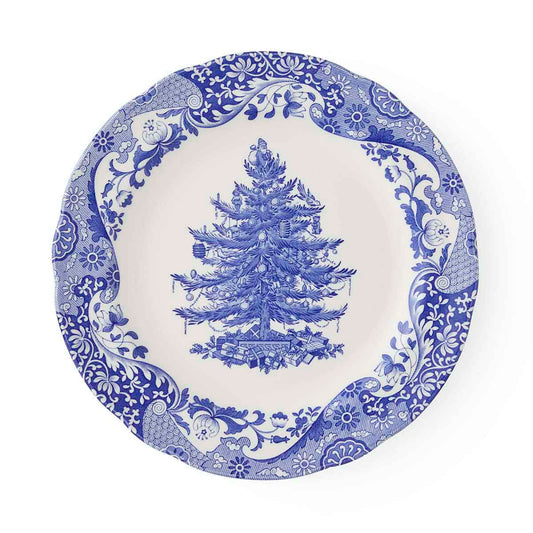 Blue Italian Christmas Set of 4 x 27cm Dinner Plates – Festive Blue Italian dinnerware CasaFenix