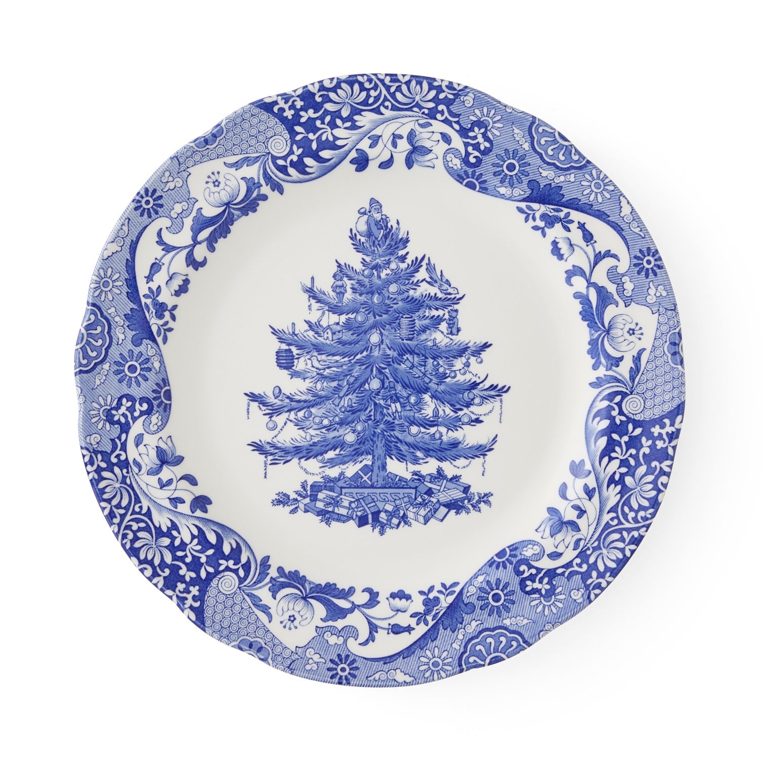 Blue Italian Christmas Set of 4 x 27cm Dinner Plates – Festive Blue Italian dinnerware CasaFenix