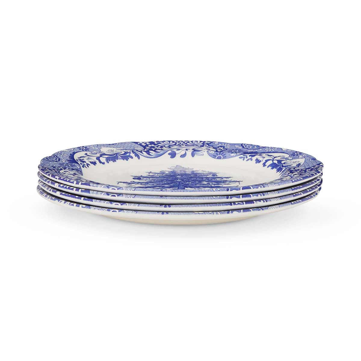 Blue Italian Christmas Set of 4 x 27cm Dinner Plates – Festive Blue Italian dinnerware CasaFenix