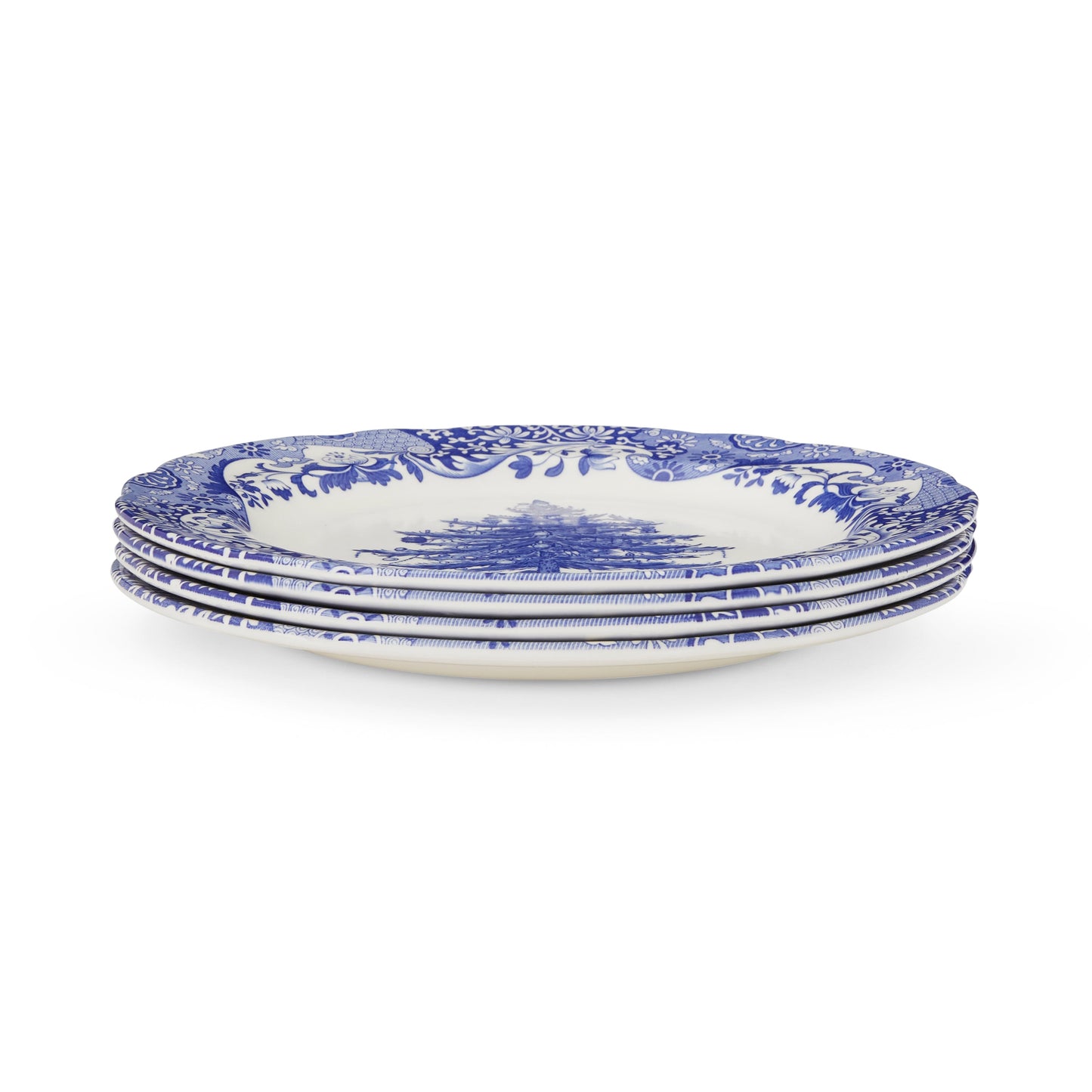 Blue Italian Christmas Set of 4 x 27cm Dinner Plates – Festive Blue Italian dinnerware CasaFenix
