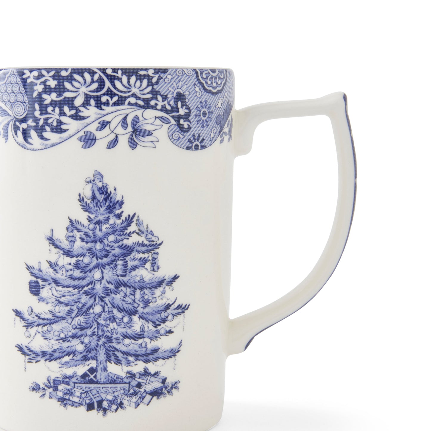 Blue Italian Christmas Set of 4 Mugs – Porcelain Festive Tea Cups dinnerware CasaFenix