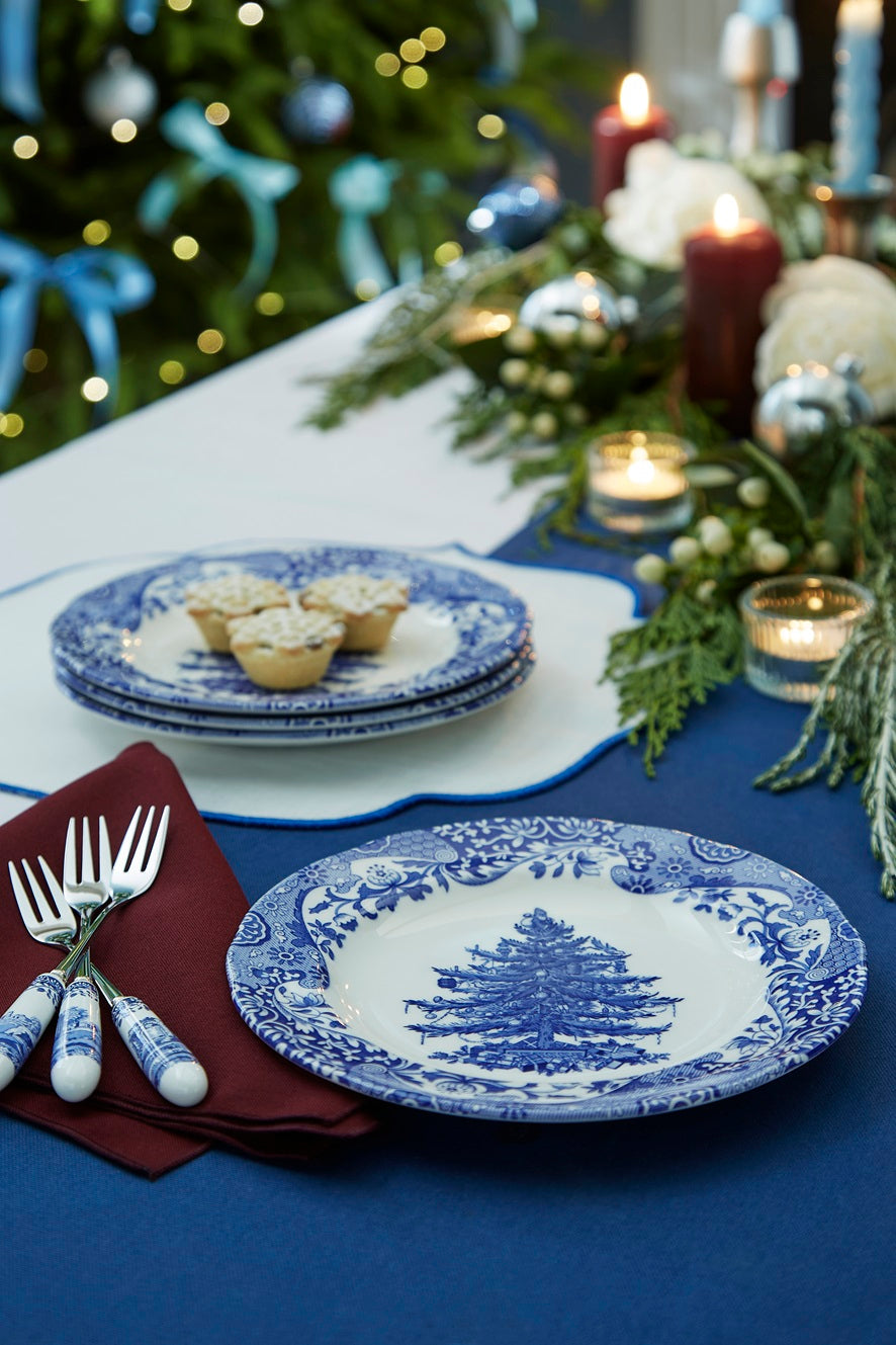 Blue Italian Christmas Set of 4 Side Plates – Limited Edition Porcelain dinnerware CasaFenix