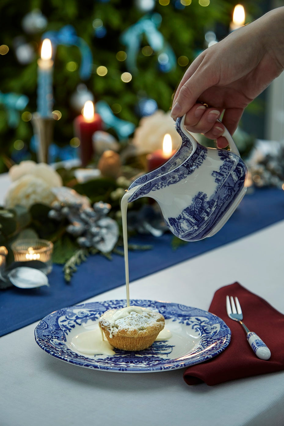 Blue Italian Christmas Set of 4 Side Plates – Limited Edition Porcelain dinnerware CasaFenix