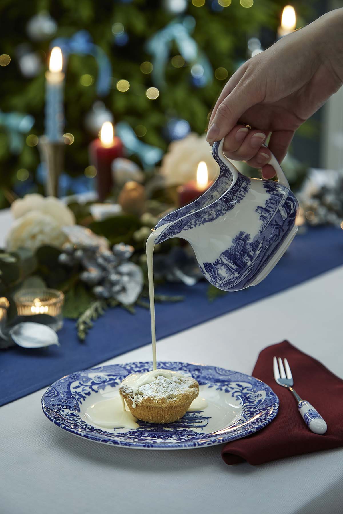 Blue Italian Christmas Set of 4 Side Plates – Limited Edition Porcelain dinnerware CasaFenix