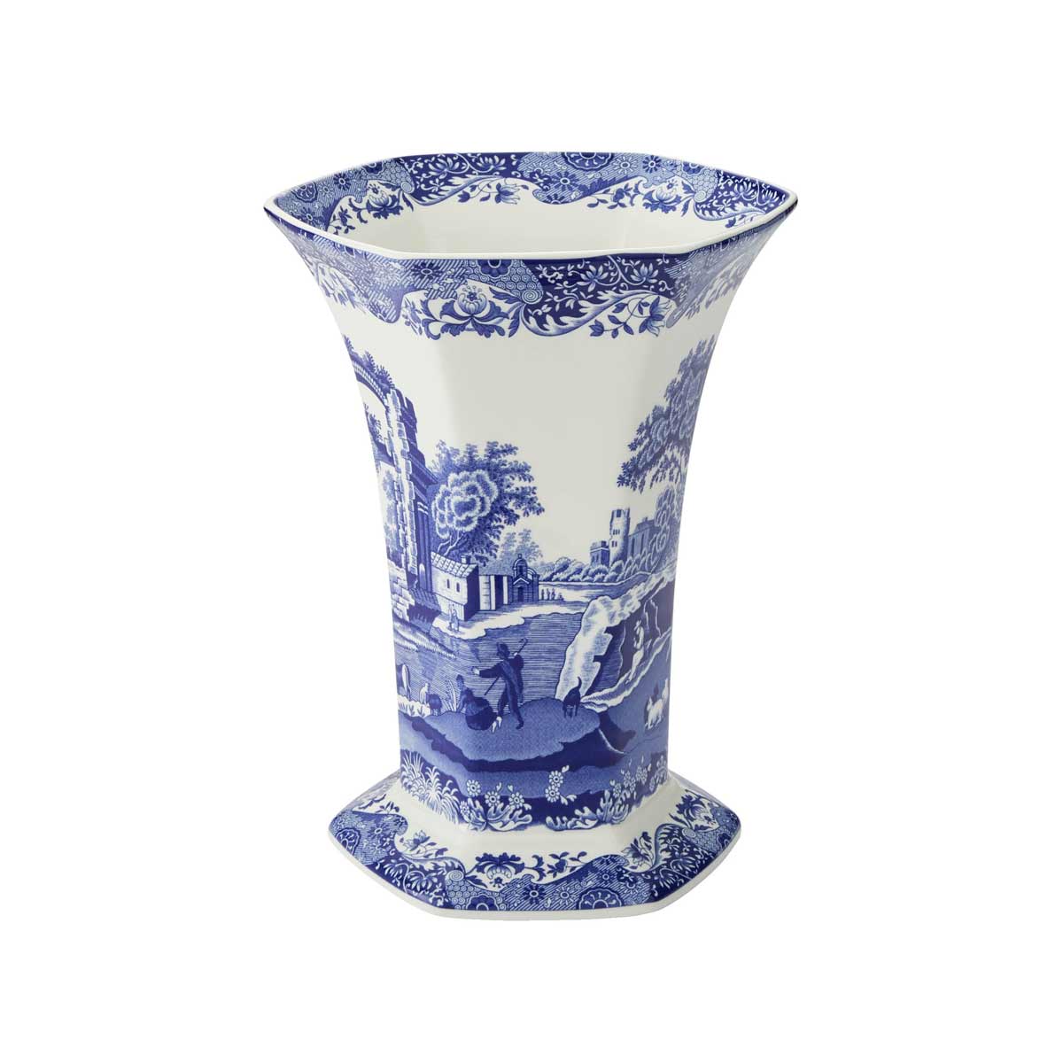 Blue Italian Hexagonal Vase – Porcelain Unique Shape Home Decor dinnerware CasaFenix