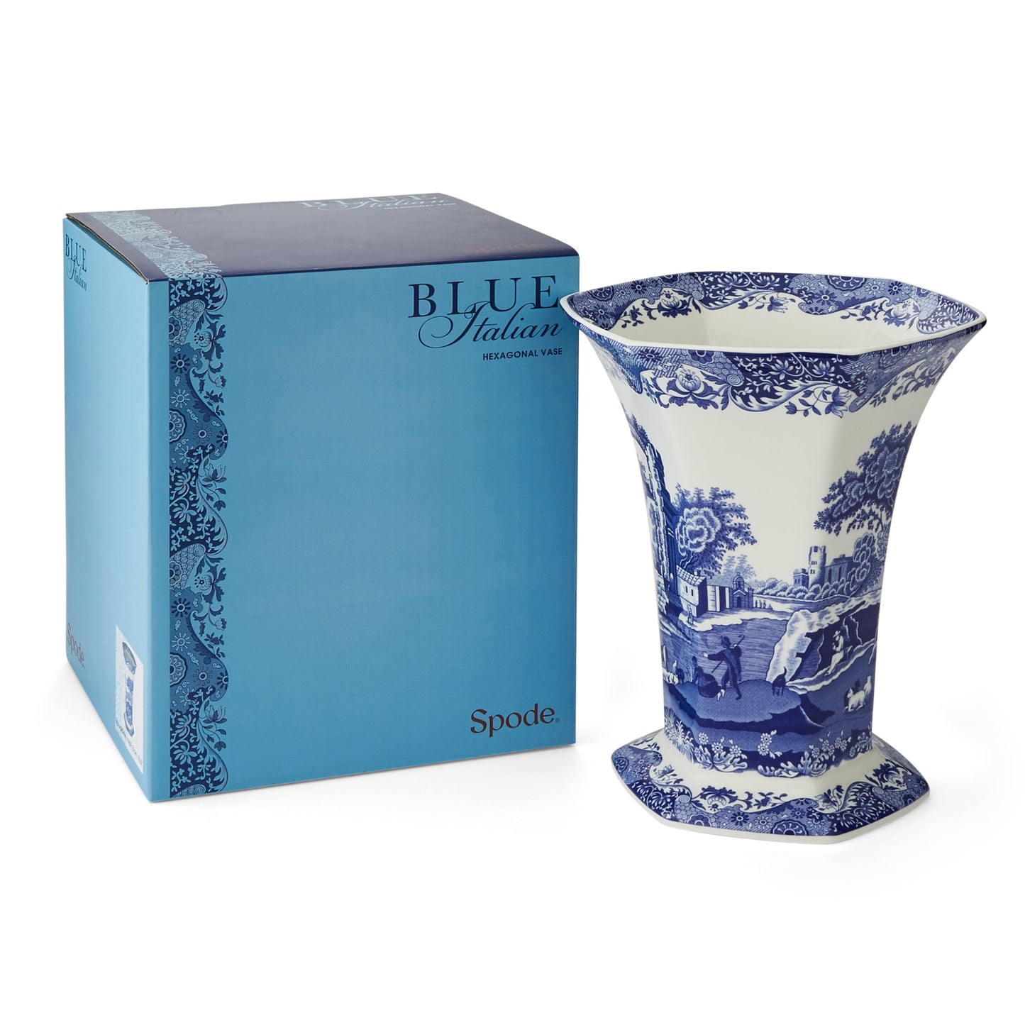 Blue Italian Hexagonal Vase – Porcelain Unique Shape Home Decor dinnerware CasaFenix