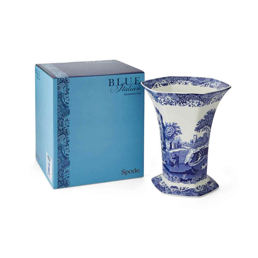 Blue Italian Hexagonal Vase – Porcelain Unique Shape Home Decor dinnerware CasaFenix