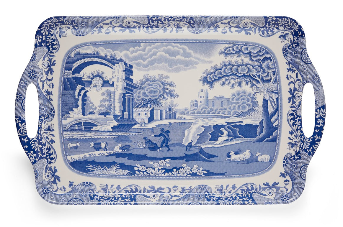 Blue Italian Large Tray – Porcelain Serving Tray by Pimpernel dinnerware CasaFenix