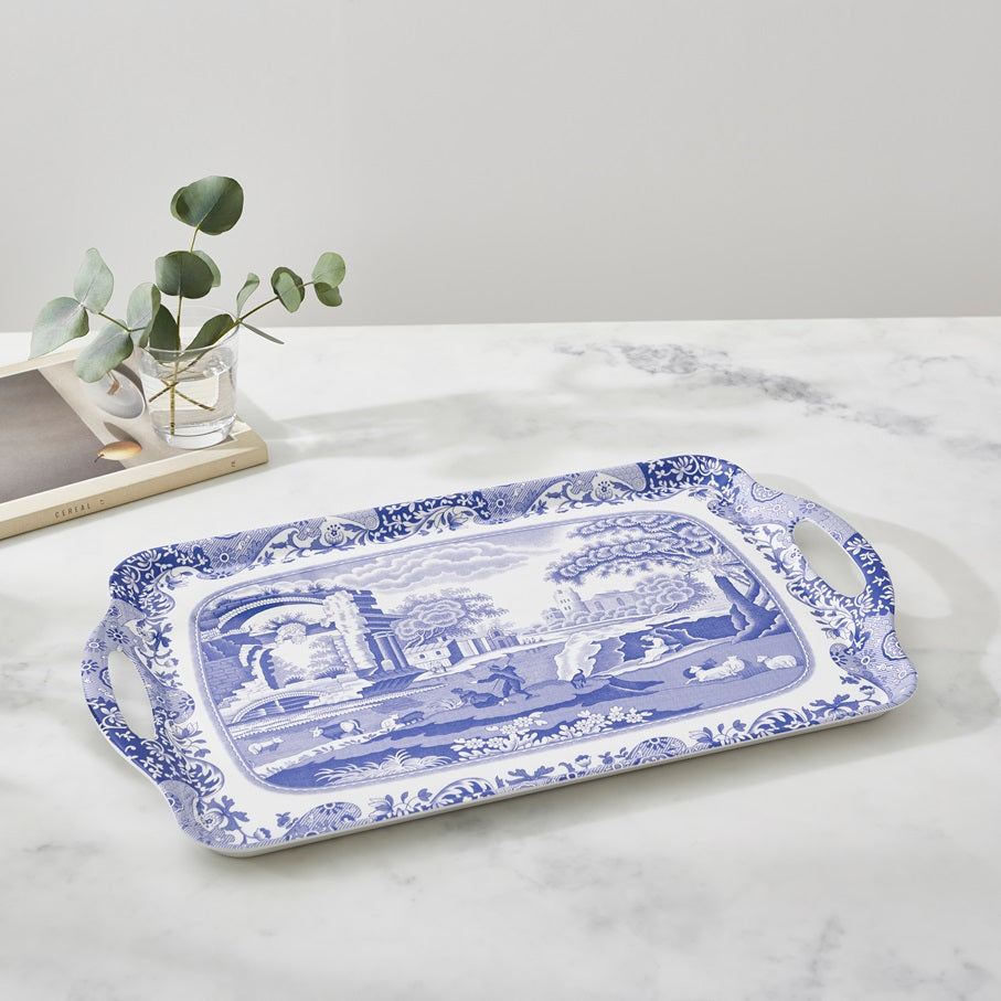 Blue Italian Large Tray – Porcelain Serving Tray by Pimpernel dinnerware CasaFenix