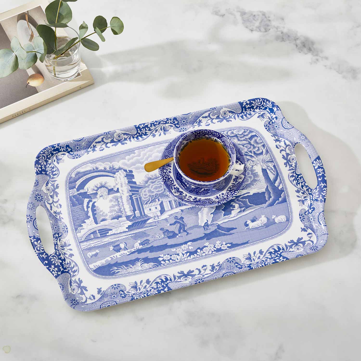 Blue Italian Large Tray – Porcelain Serving Tray by Pimpernel dinnerware CasaFenix