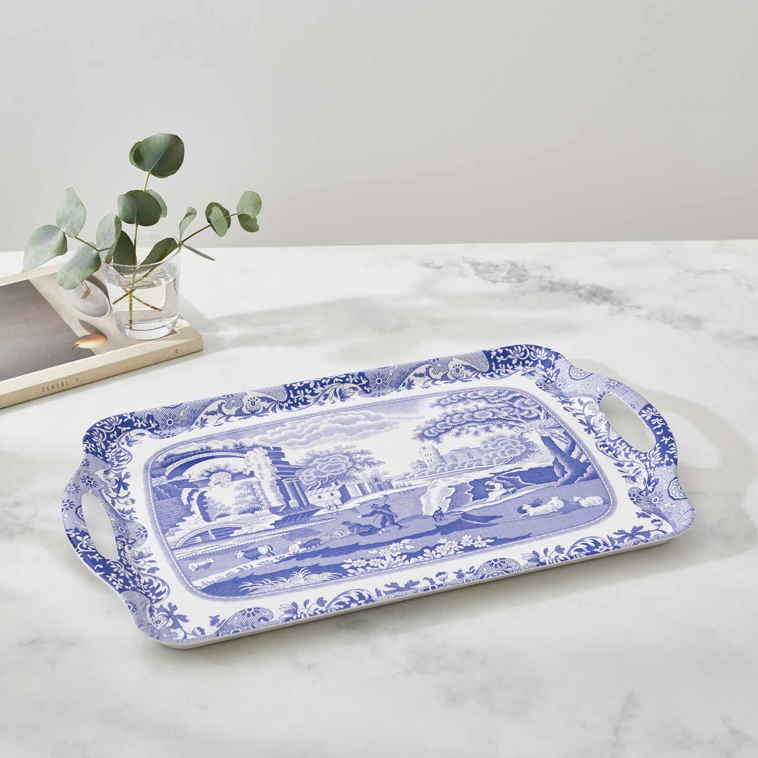 Blue Italian Large Tray – Porcelain Serving Tray by Pimpernel dinnerware CasaFenix