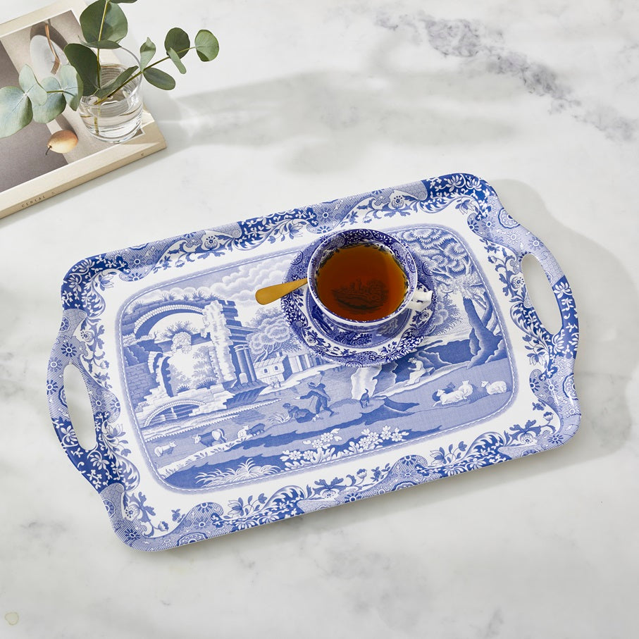 Blue Italian Large Tray – Porcelain Serving Tray by Pimpernel dinnerware CasaFenix