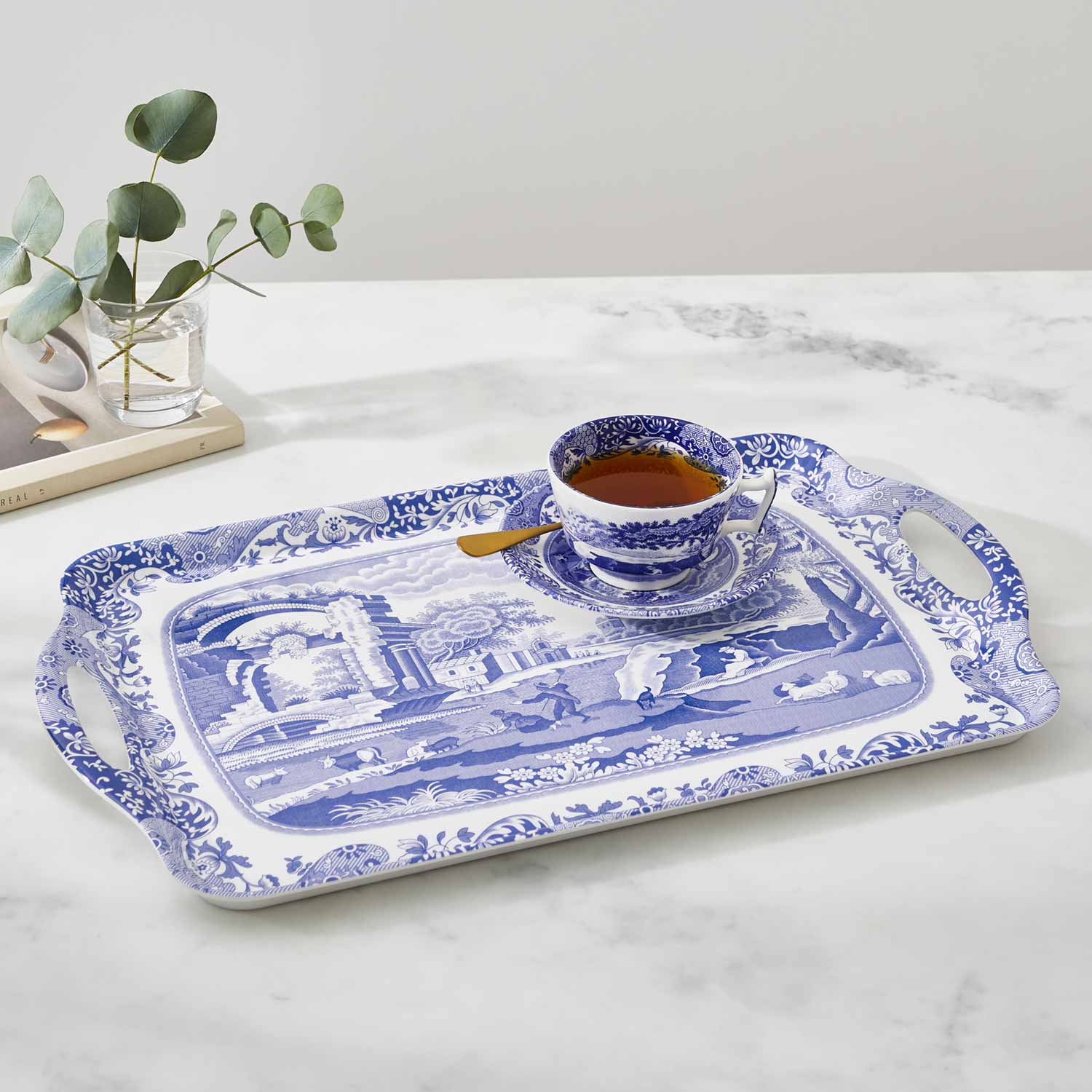 Blue Italian Large Tray – Porcelain Serving Tray by Pimpernel dinnerware CasaFenix