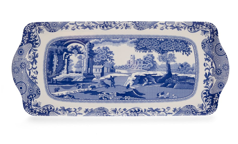 Blue Italian Sandwich Tray – Porcelain Serving Tray with Blue Italian Pattern dinnerware CasaFenix