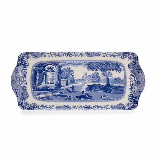Blue Italian Sandwich Tray – Porcelain Serving Tray with Blue Italian Pattern dinnerware CasaFenix
