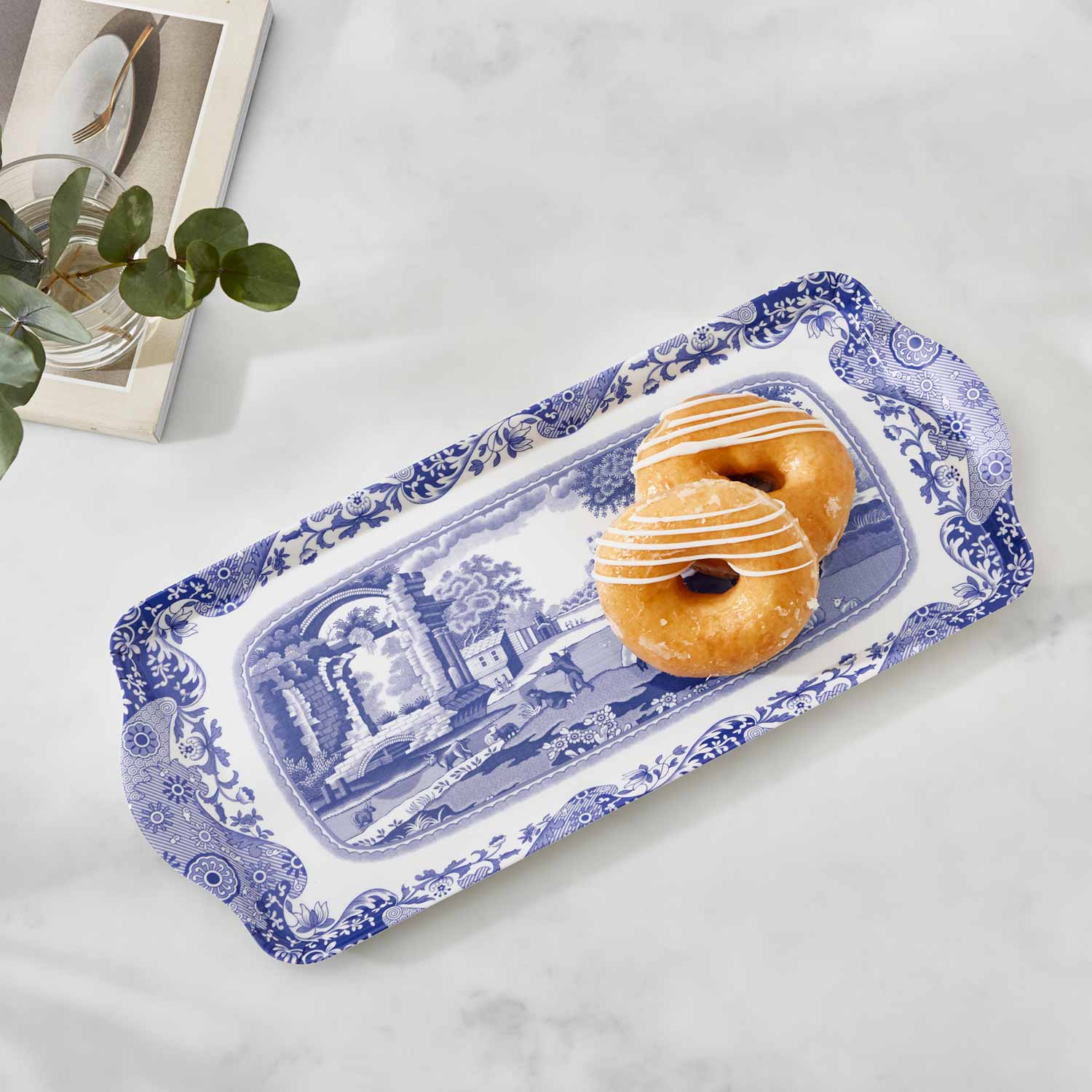 Blue Italian Sandwich Tray – Porcelain Serving Tray with Blue Italian Pattern dinnerware CasaFenix