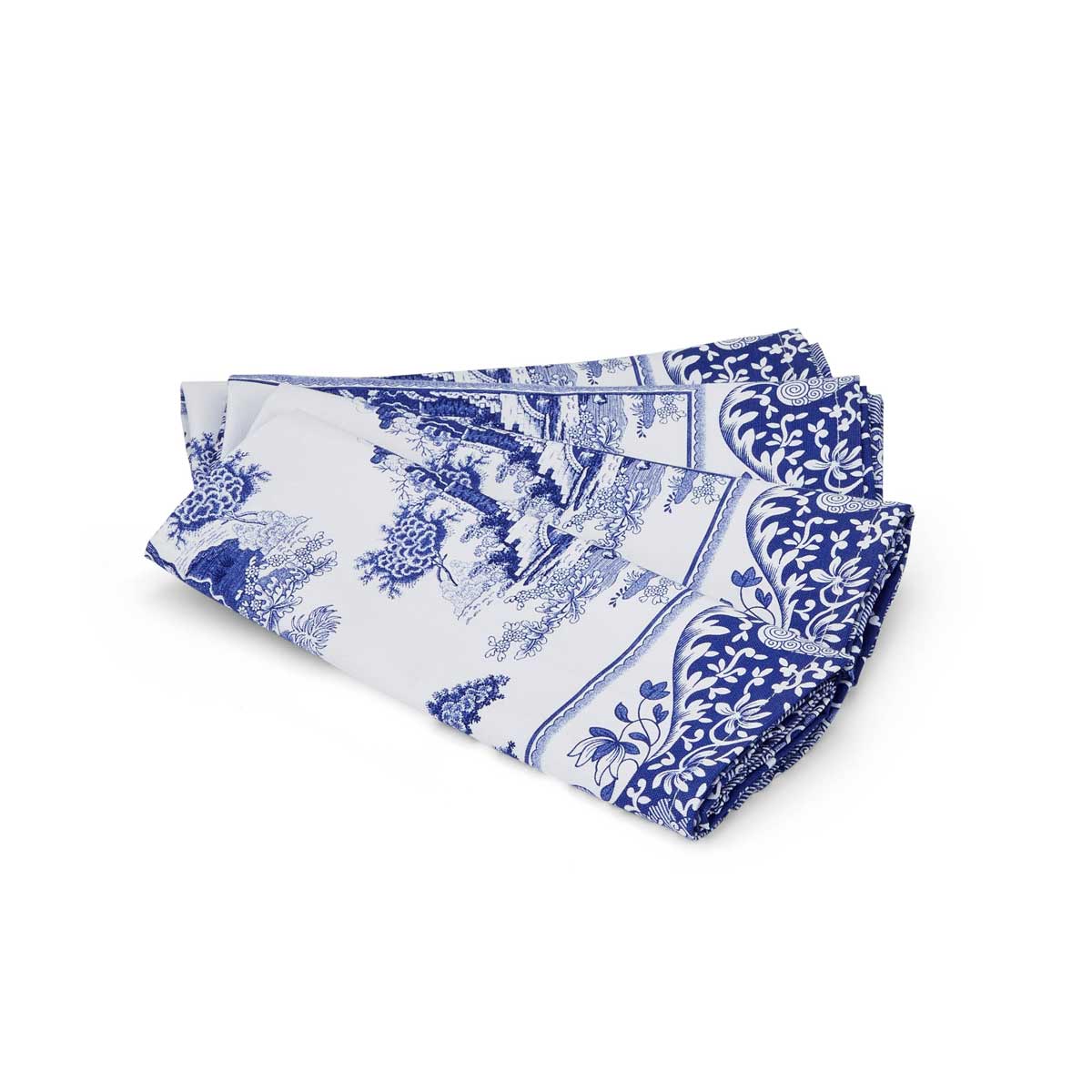 Blue Italian Set of 4 Napkins – Porcelain-Inspired Printed Linen Napkins dinnerware CasaFenix