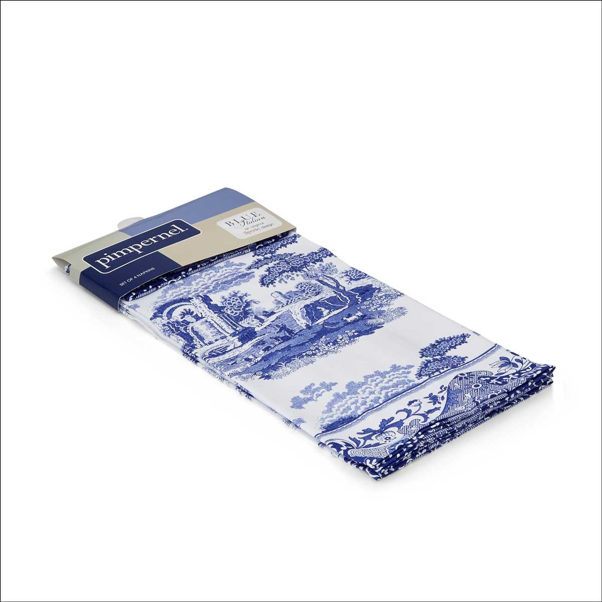 Blue Italian Set of 4 Napkins – Porcelain-Inspired Printed Linen Napkins dinnerware CasaFenix