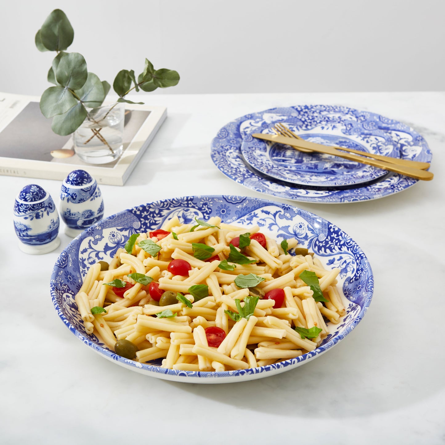 Blue Italian Pasta Bowl 30cm – Porcelain Large Serving Bowl dinnerware CasaFenix