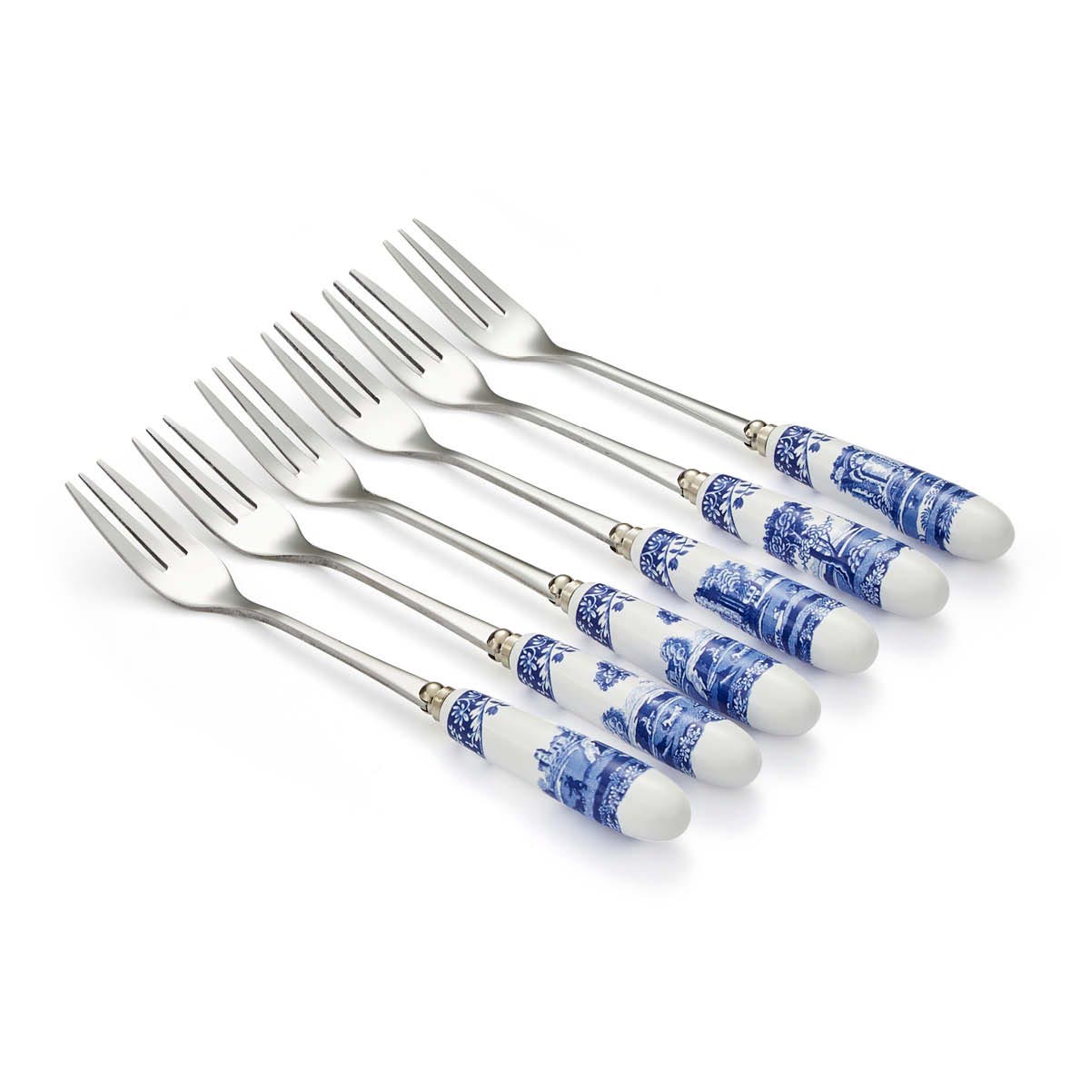Blue Italian Set of 6 Pastry Forks – Porcelain Blue Italian Handles dinnerware CasaFenix