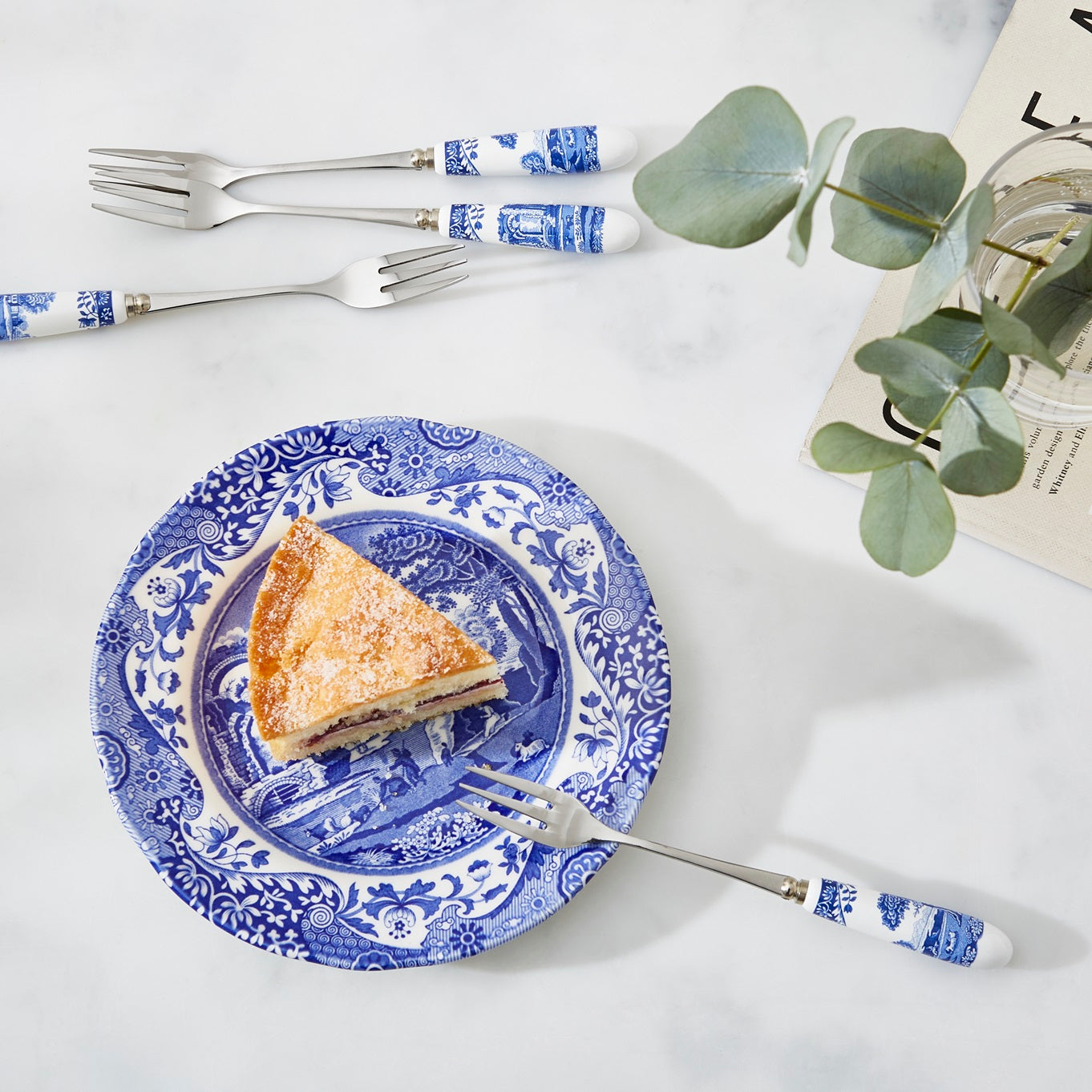 Blue Italian Set of 6 Pastry Forks – Porcelain Blue Italian Handles dinnerware CasaFenix