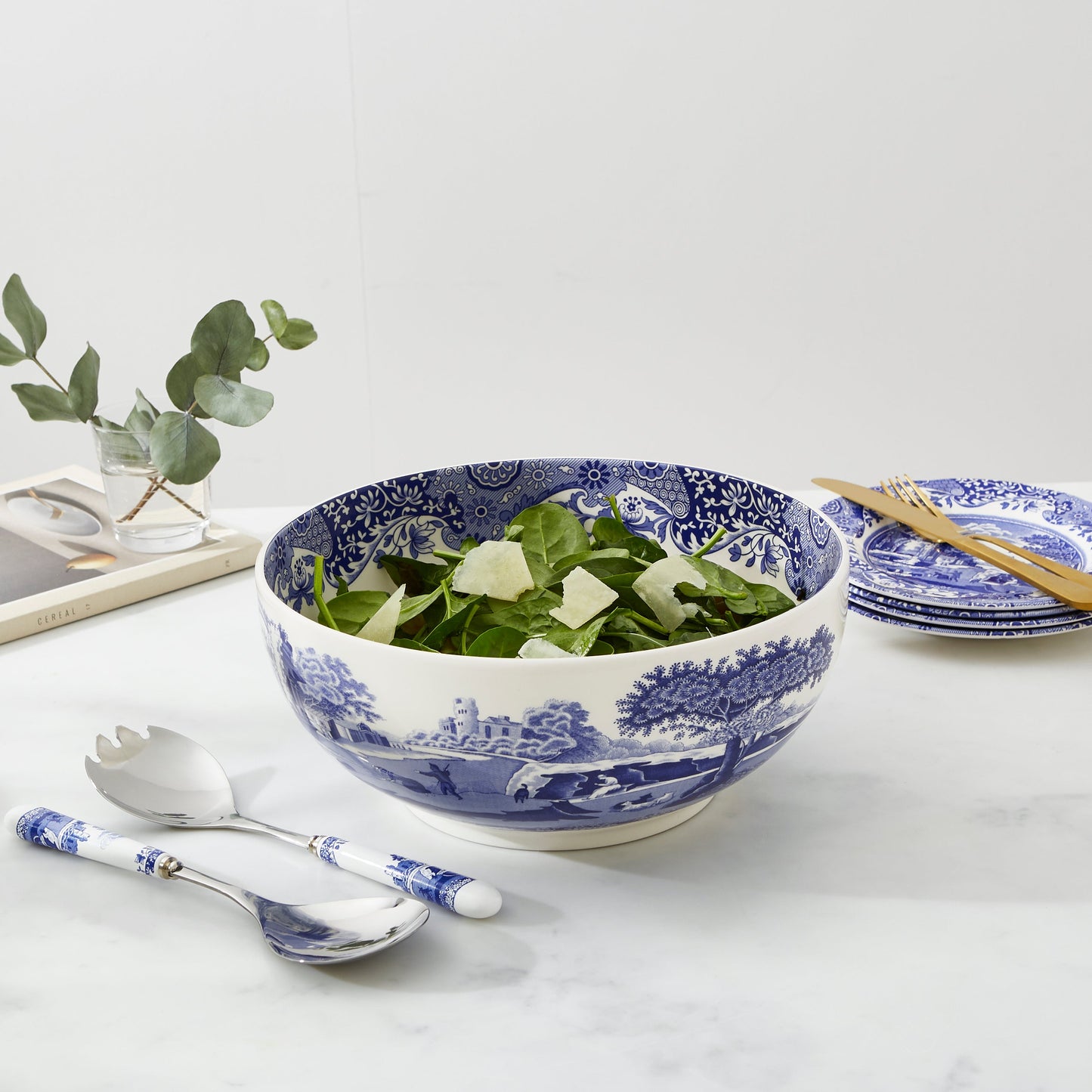 Blue Italian Round Bowl 26.5cm – Porcelain Salad & Display Bowl dinnerware CasaFenix