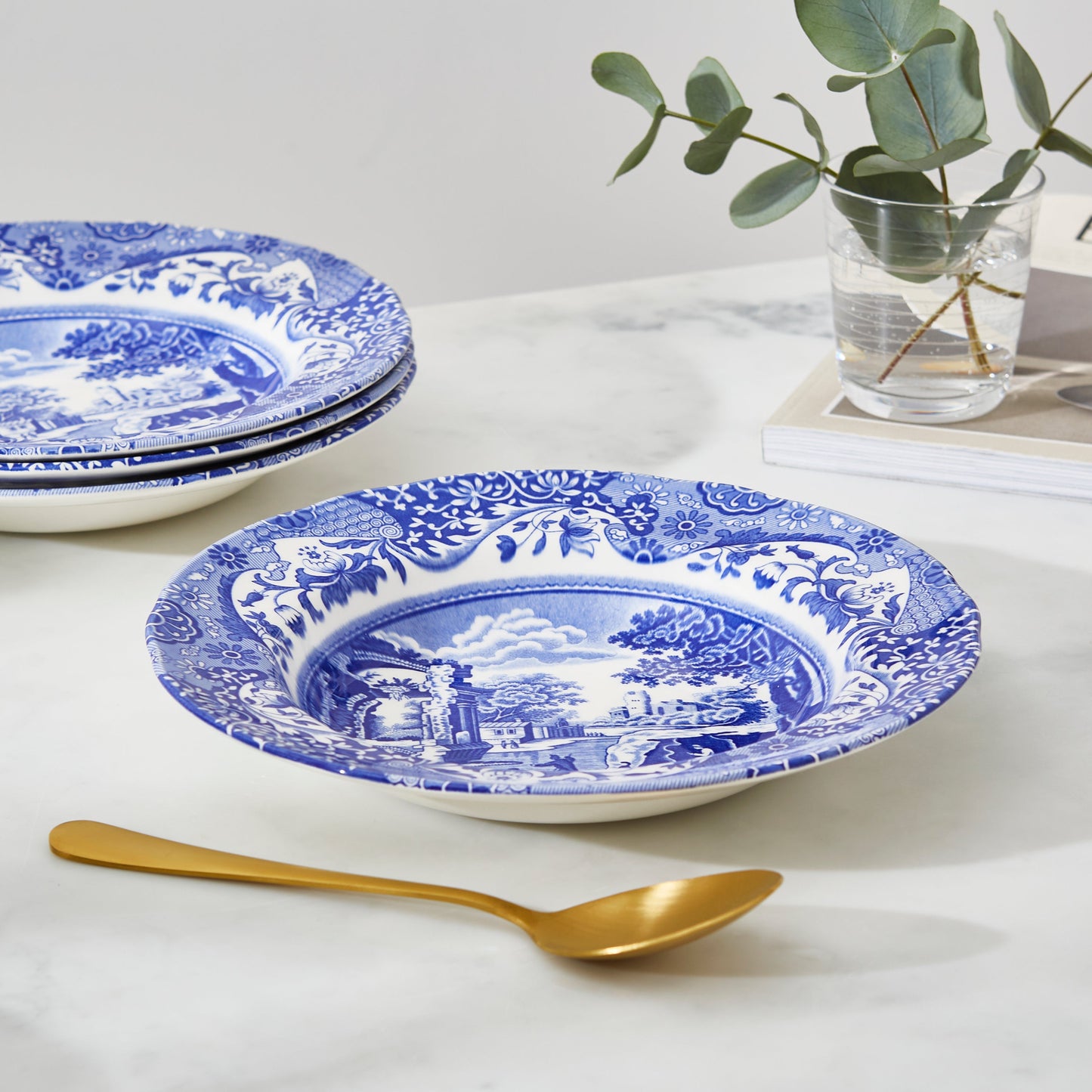 Blue Italian Set of 4 Soup Plates – Classic Spode Dinnerware dinnerware CasaFenix
