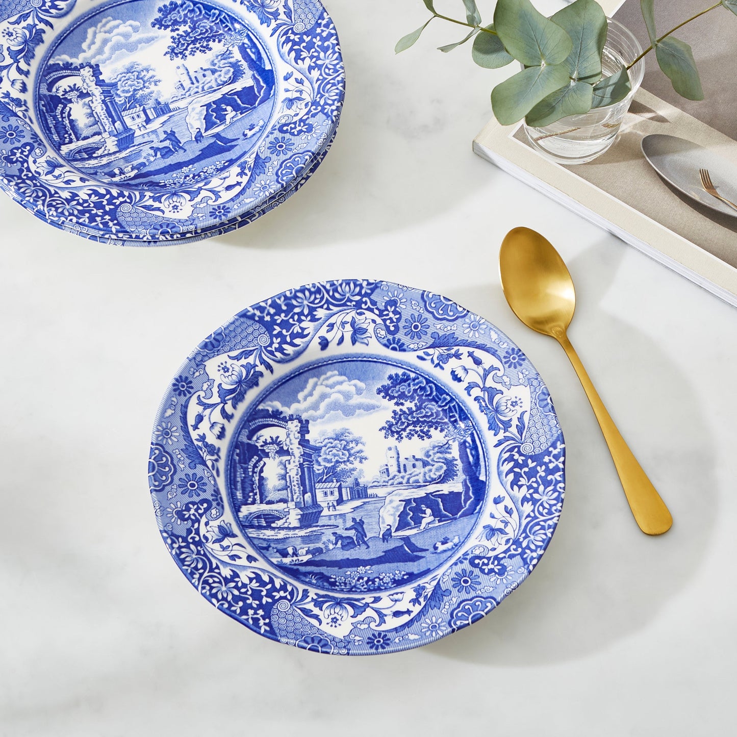 Blue Italian Set of 4 Soup Plates – Classic Spode Dinnerware dinnerware CasaFenix