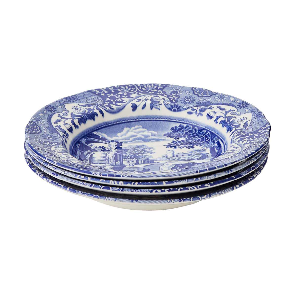 Blue Italian Set of 4 Soup Plates – Classic Spode Dinnerware dinnerware CasaFenix