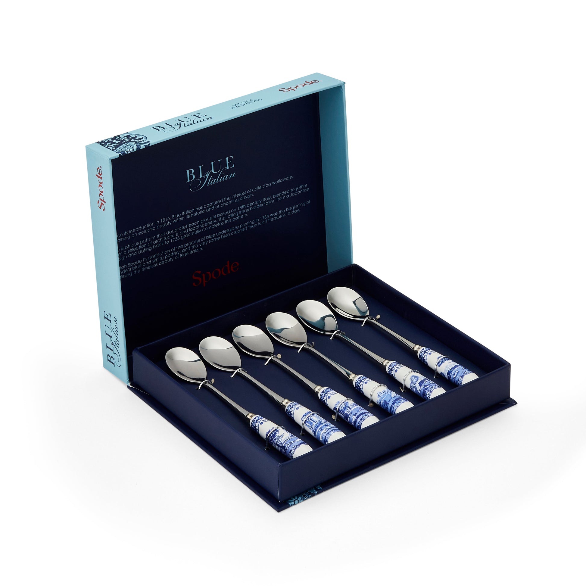 Blue Italian Set of 6 Tea Spoons – Porcelain Blue Italian Handles dinnerware CasaFenix