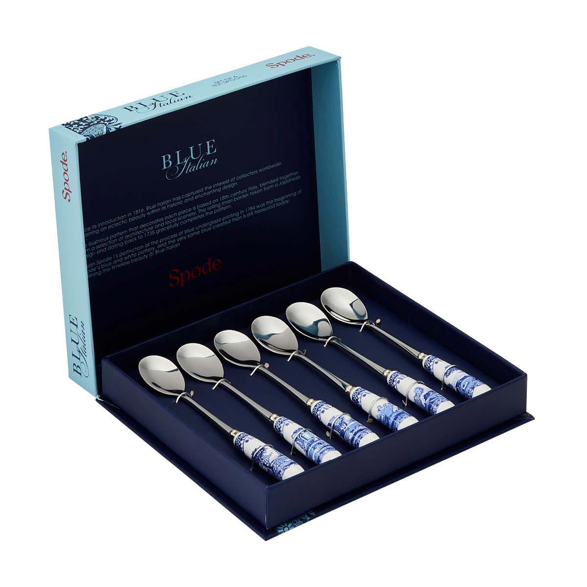 Blue Italian Set of 6 Tea Spoons – Porcelain Blue Italian Handles dinnerware CasaFenix