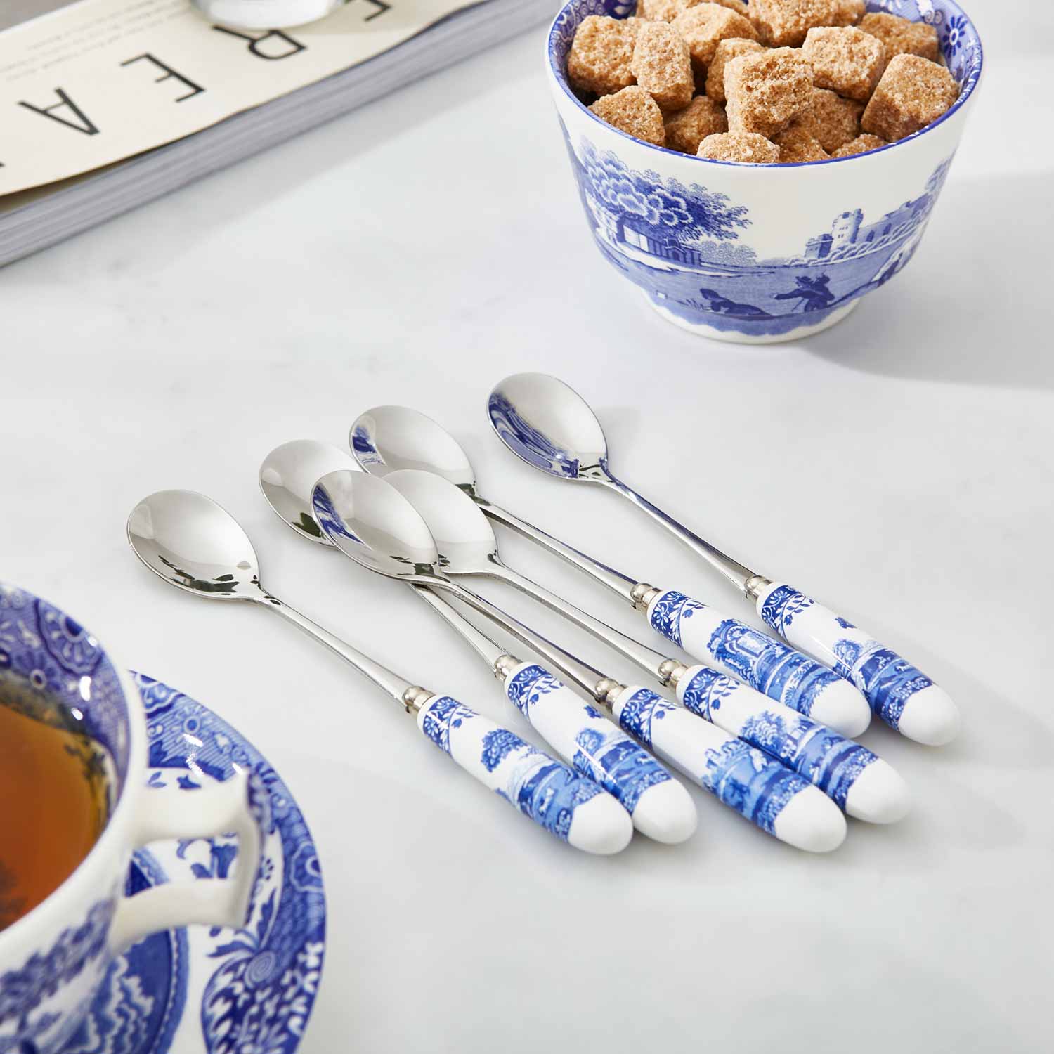 Blue Italian Set of 6 Tea Spoons – Porcelain Blue Italian Handles dinnerware CasaFenix