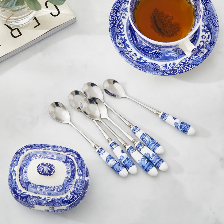 Blue Italian Set of 6 Tea Spoons – Porcelain Blue Italian Handles dinnerware CasaFenix