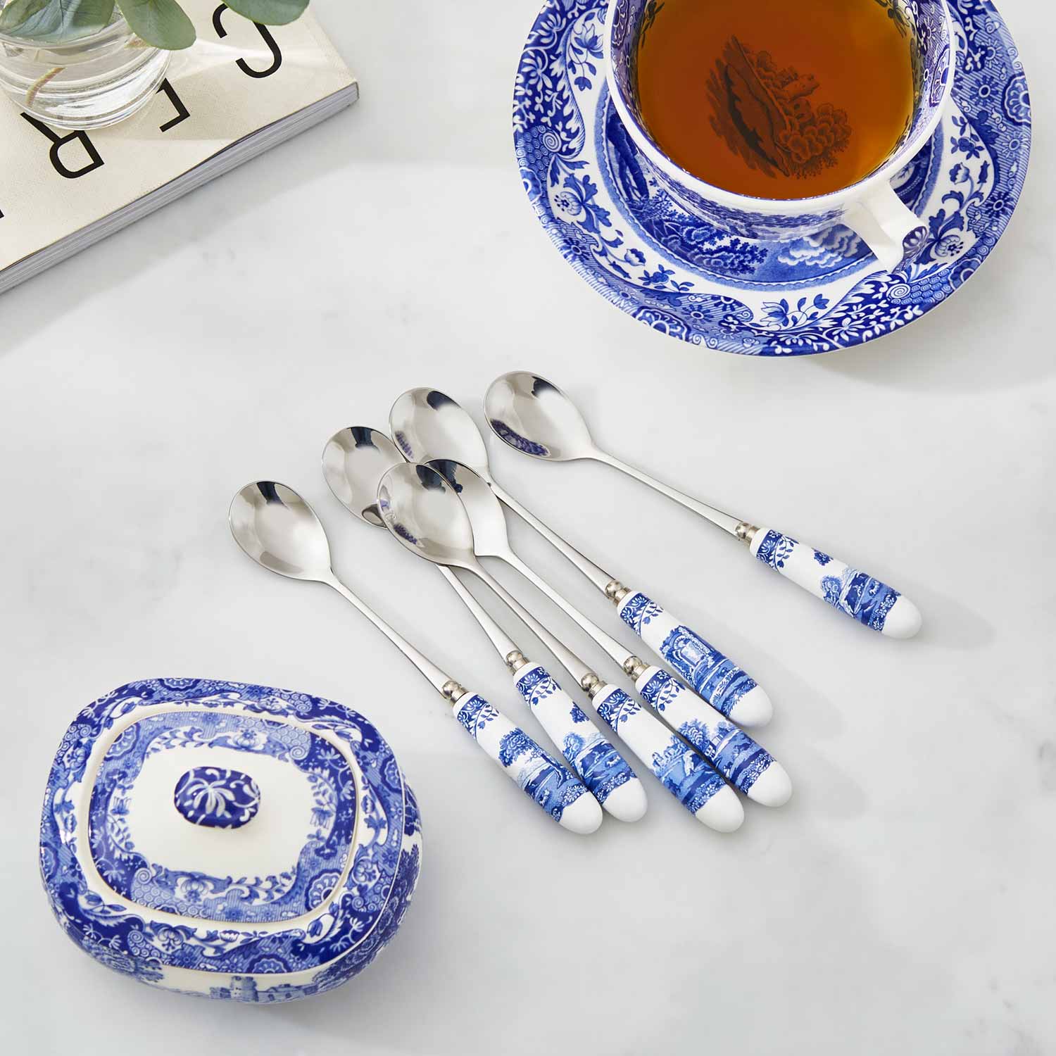 Blue Italian Set of 6 Tea Spoons – Porcelain Blue Italian Handles dinnerware CasaFenix