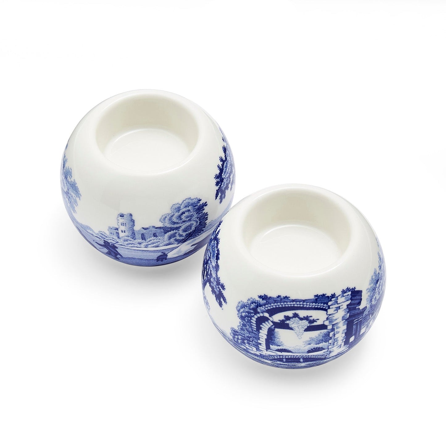 Blue Italian Porcelain Tealight Holders – Set of 2 by Spode dinnerware CasaFenix